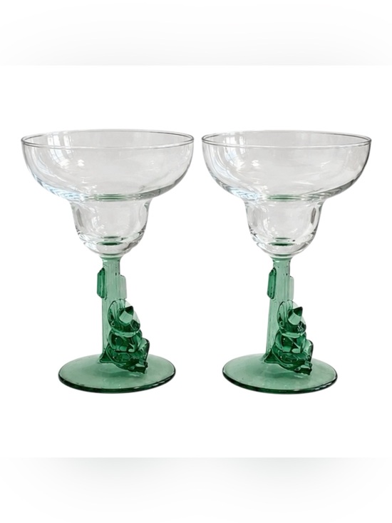 Cristal D’Arques Other - Vintage Cristal D’Arques Durand Siesta Man Margarita Glasses Green Stem Set of 2